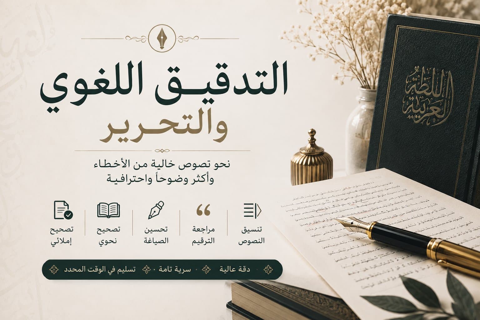 تدقيق لغوي وتحرير النصوص العربية باحترافية ودقة