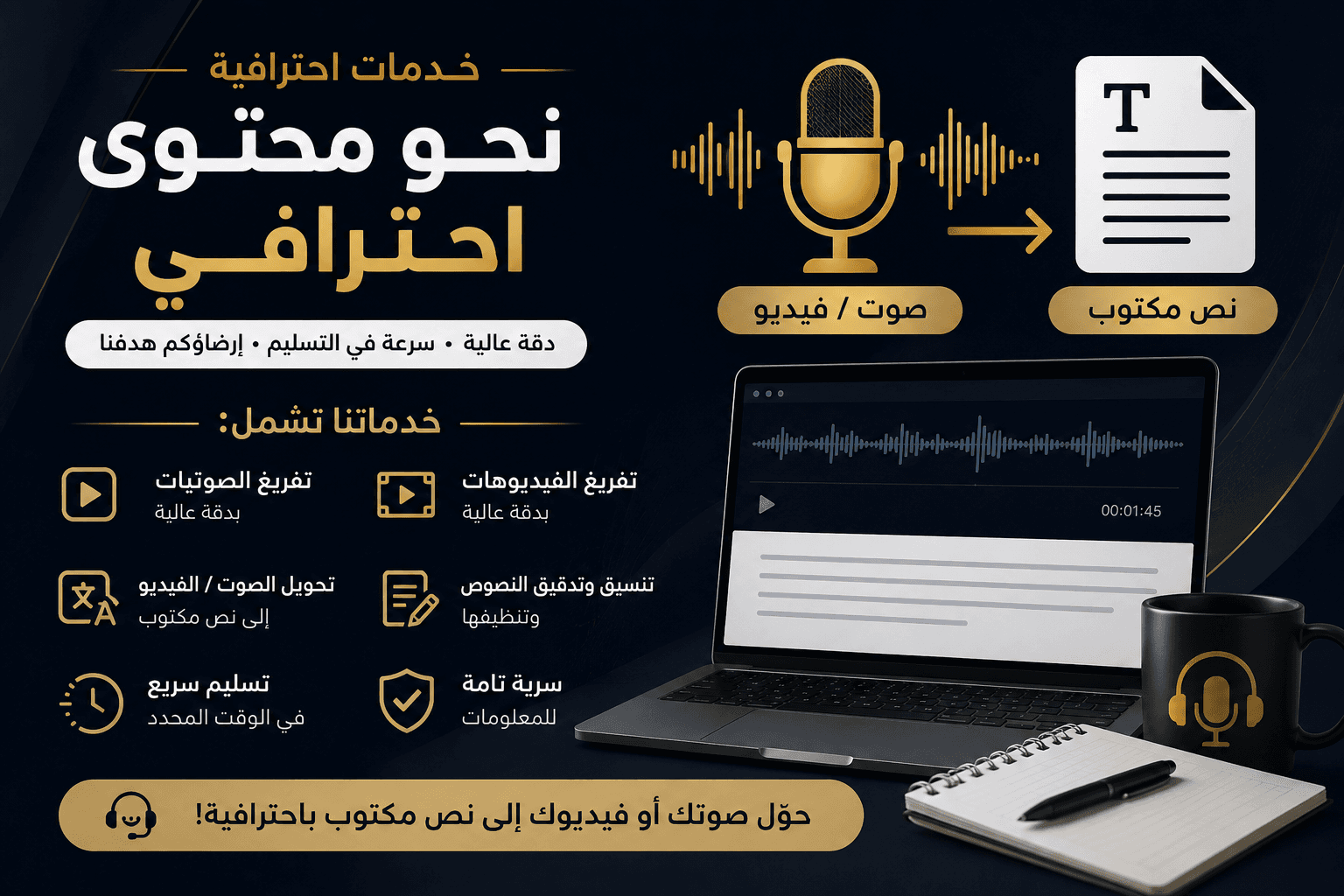 ابني لك الخدمة باحتراف/تصميم/تفريغ/ تحويل لنصوص