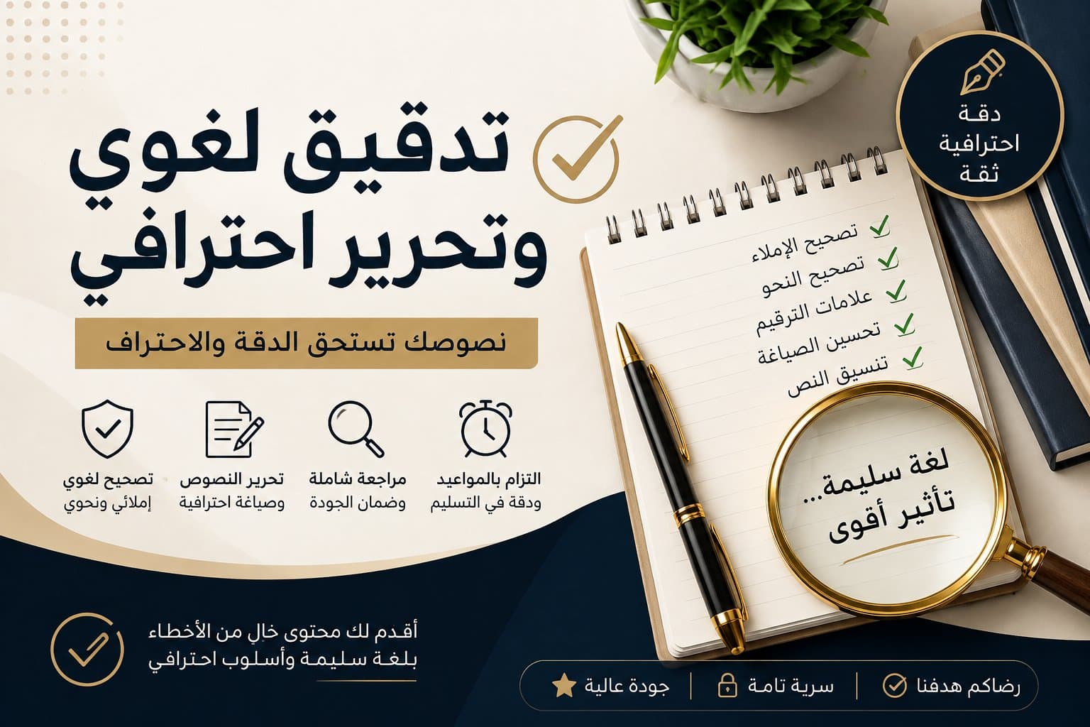 تدقيق لغوي وتحرير احترافي للنصوص العربية
