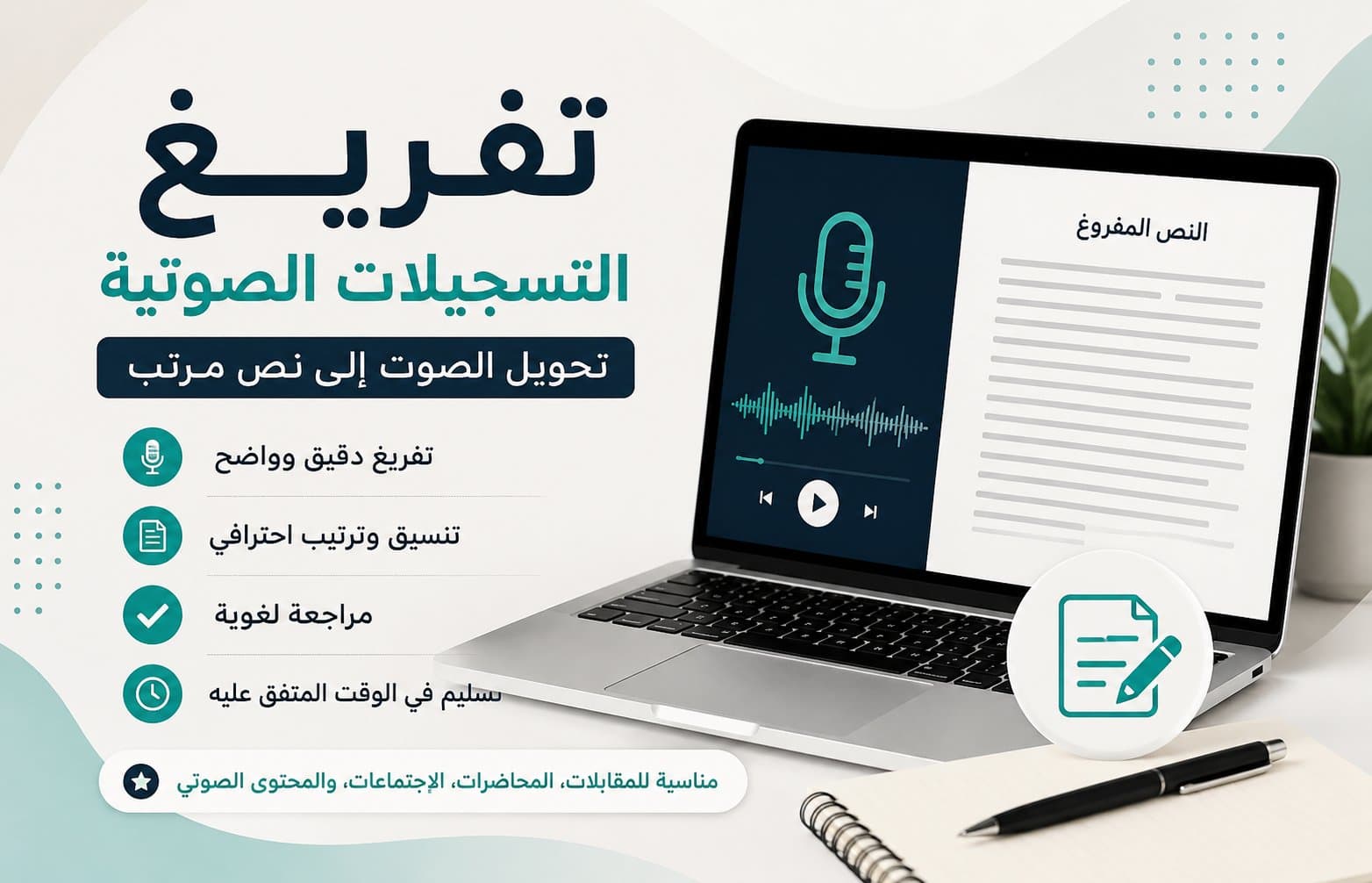 تفريغ التسجيلات الصوتية العربية وتحويلها إلى نص مرتب