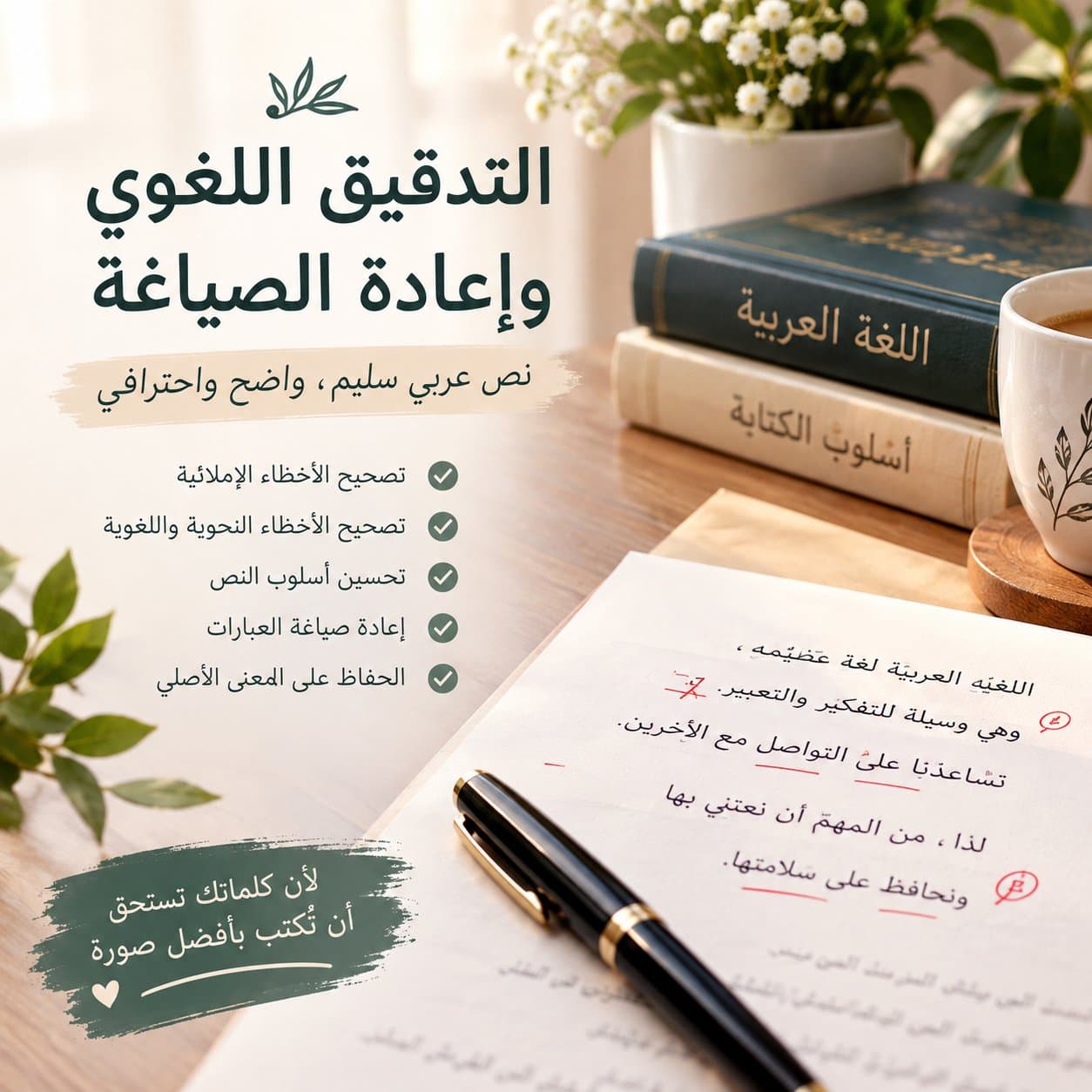 سأدقق نصك لغويًا و إملائيًا و أعيد صياغته بأسلوب احترافي