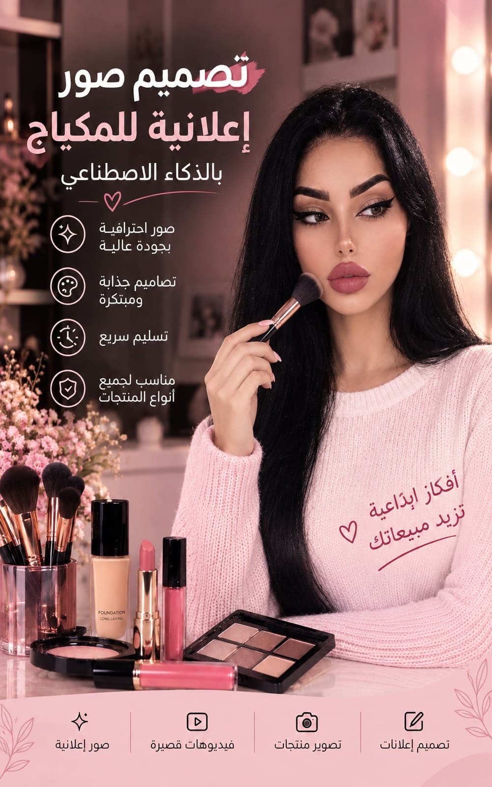 تصميم صور إعلانية للمكياج بالذكاء الاصطناعي