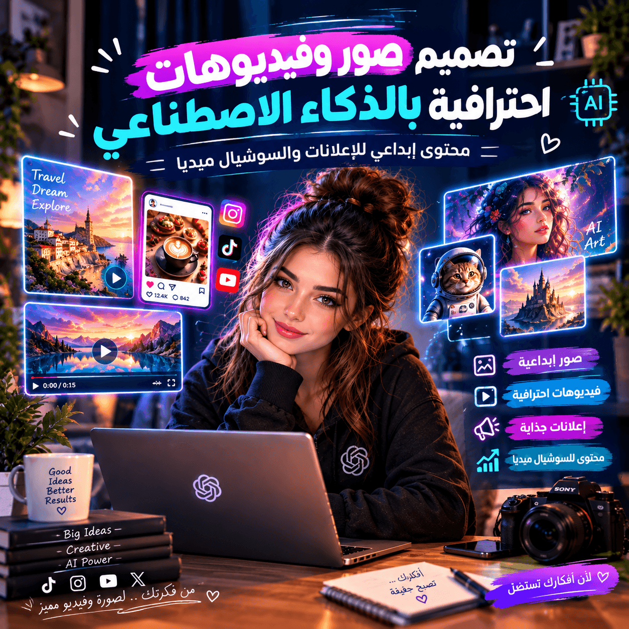 سأصمم لك صور وفيديوهات احترافية بالذكاء الاصطناعي