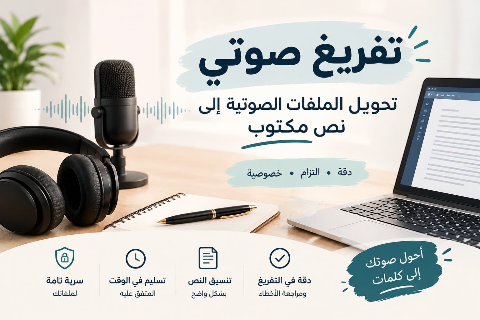 تفريغ صوتي احترافي وتحويل الملفات الصوتية إلى نص مكتوب