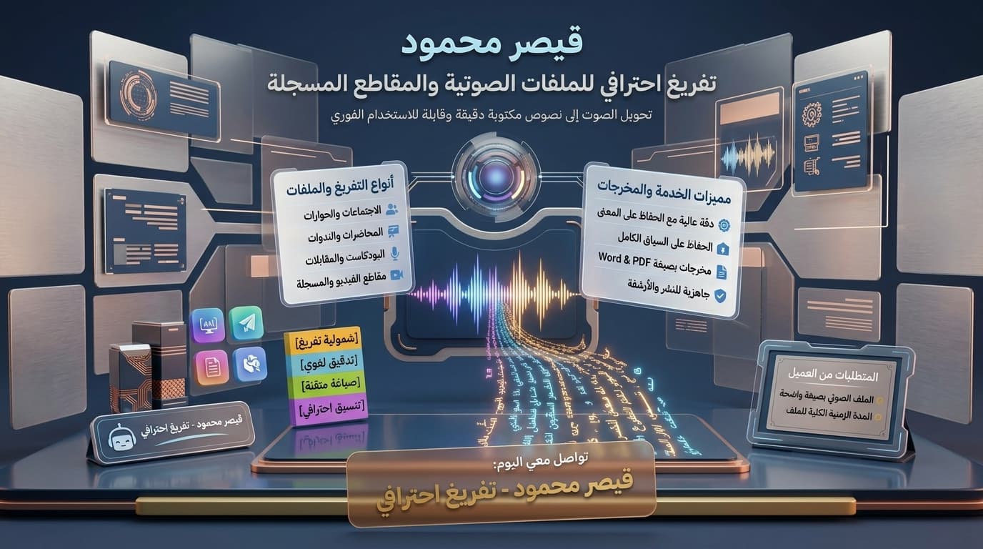 تفريغ صوتيات واجتماعات وحوارات إلى نصوص مكتوبة