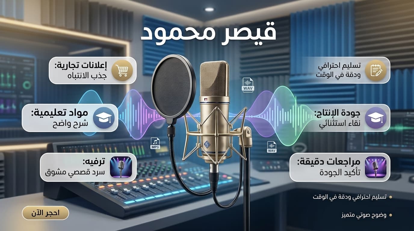 تعليق صوتي احترافي للفيديوهات والإعلانات والمحتوى الرقمي