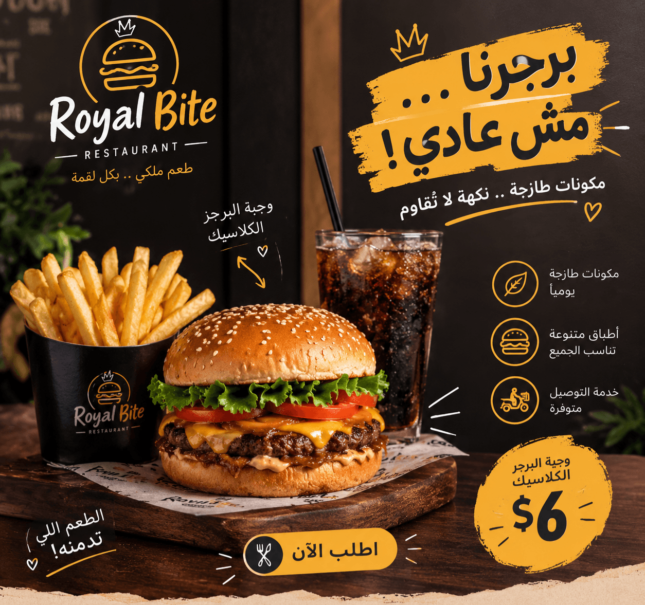تصميم شعارات ومنشورات إعلانية للمطاعم