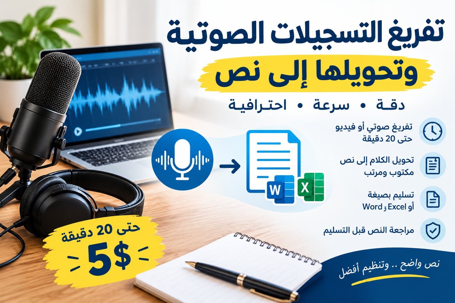 تفريغ التسجيلات الصوتية وتحويلها إلى نص