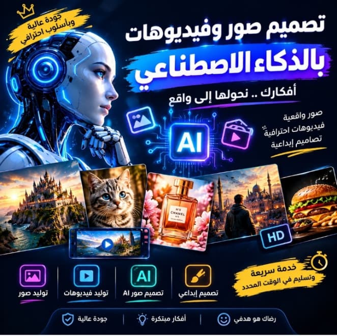 تصميم صور وفيديوهات احترافية بالذكاء الاصطناع