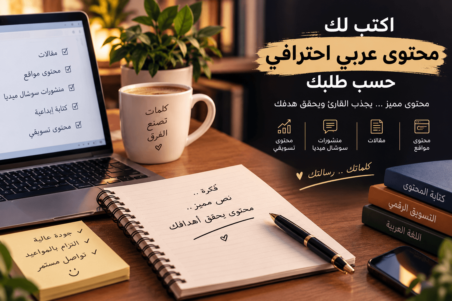 أكتب لك محتوى عربي احترافي حسب طلبك