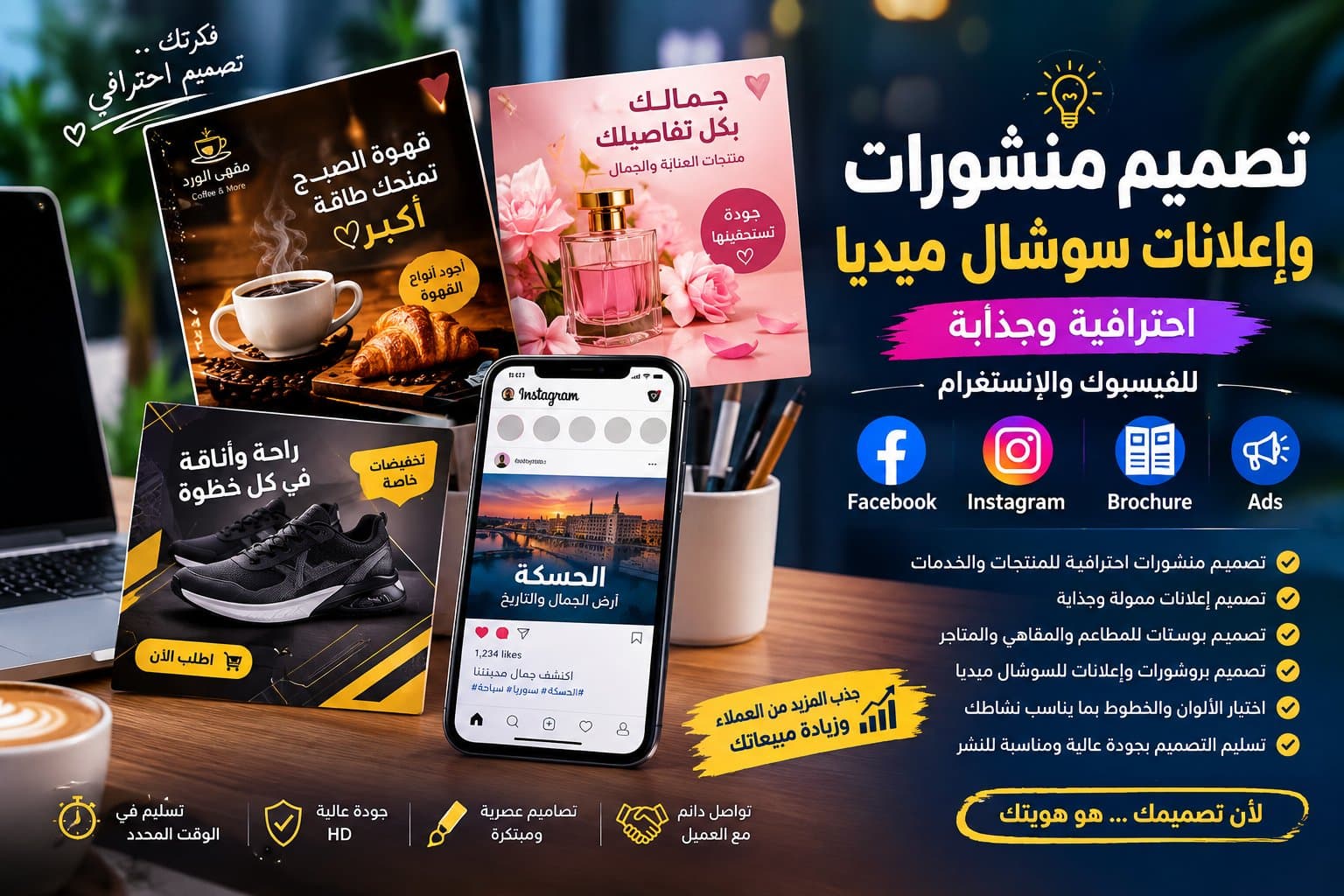 تصميم منشورات وإعلانات سوشال ميديا احترافية وجذابة للفيسبوك والإنستغرام