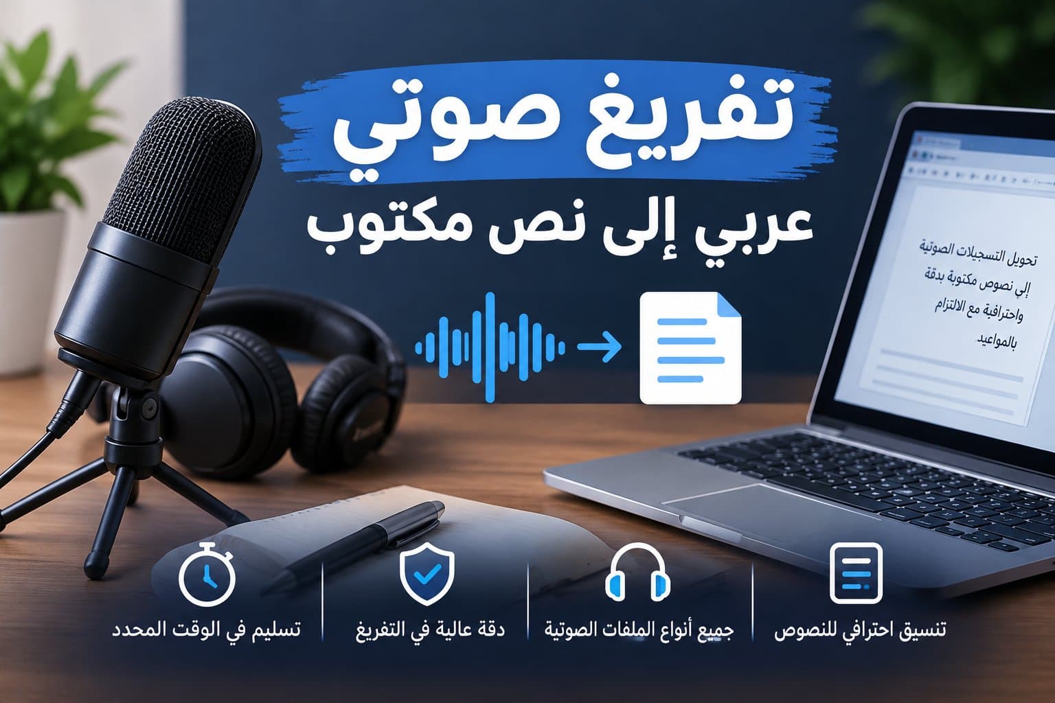 سأفرغ التسجيلات الصوتية العربية إلى نص مكتوب بدقة وتنظيم