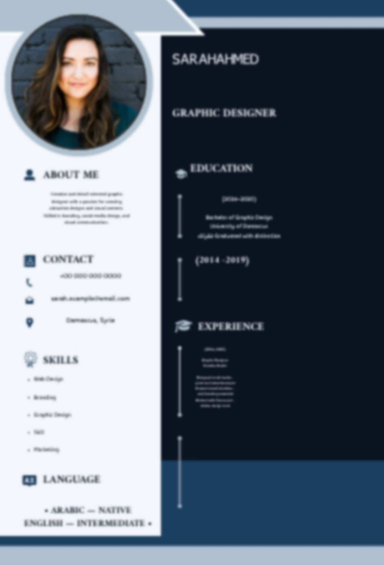 قالب قابل للتعديل على Canva | CV جاهز يصف السيرة الذاتية بالانغليزي