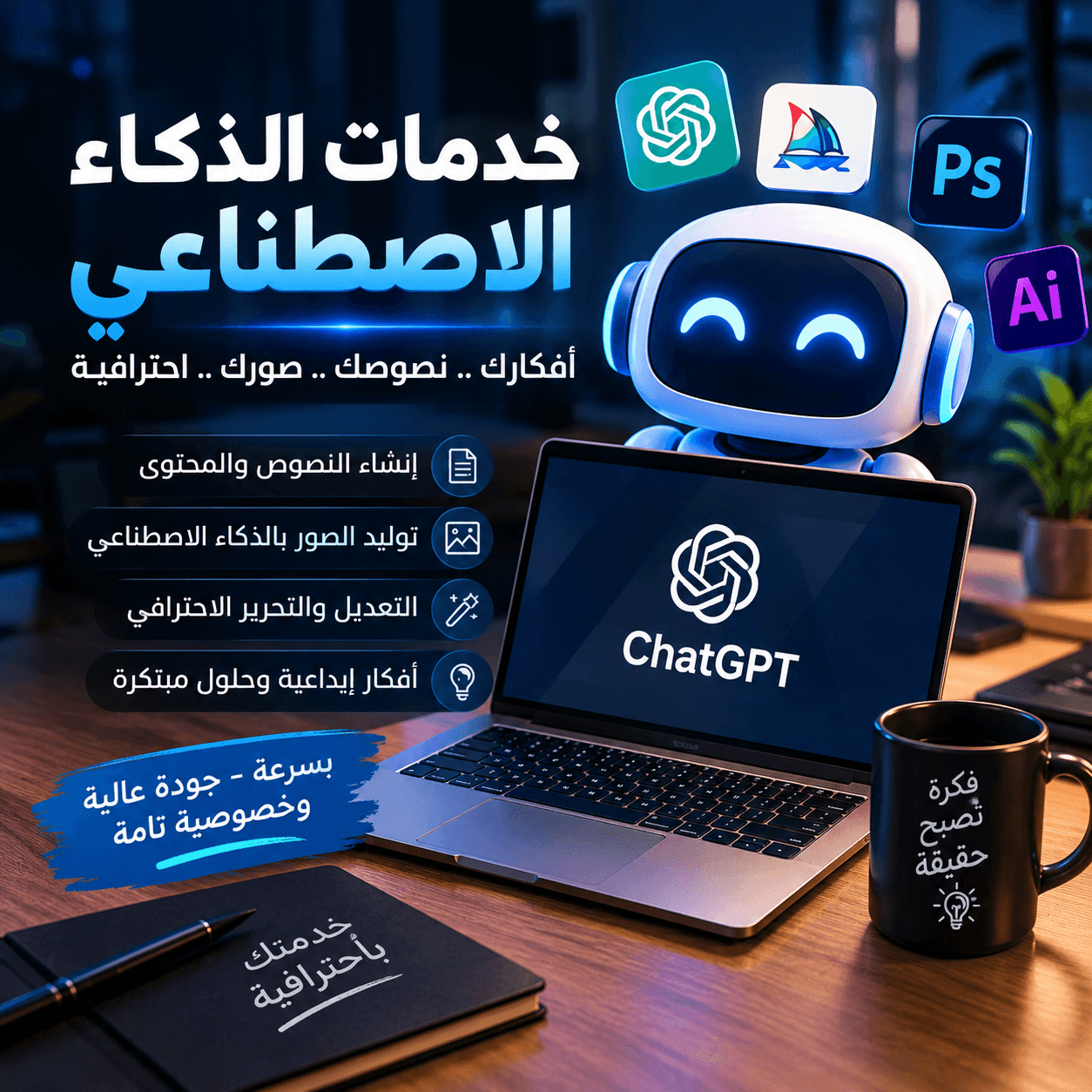 إنشاء محتوى عربي باستخدام الذكاء الاصطناعي