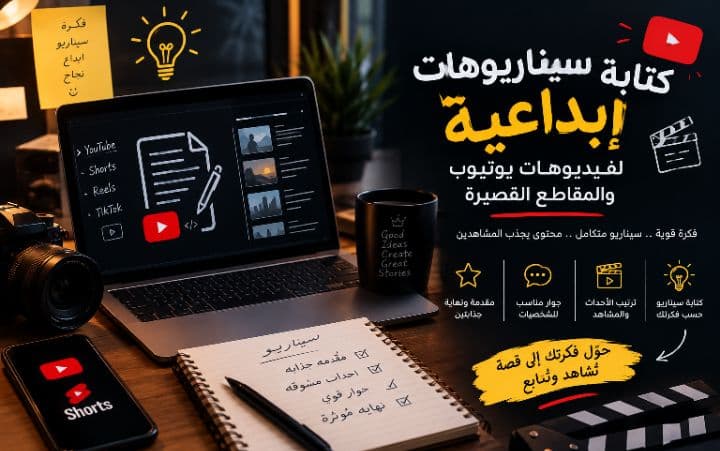 كتابة سيناريوهات إبداعية لفيديوهات يوتيوب والمقاطع القصيرة