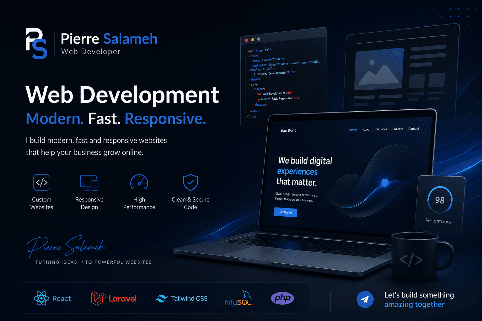 تطوير موقع ويب متكامل بواجهات أمامية وخلفية