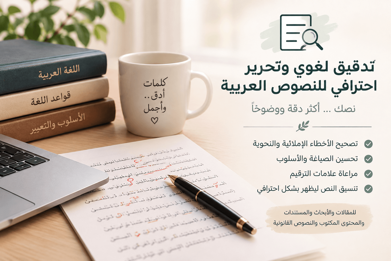 تدقيق لغوي وتحرير احترافي للنصوص العربية