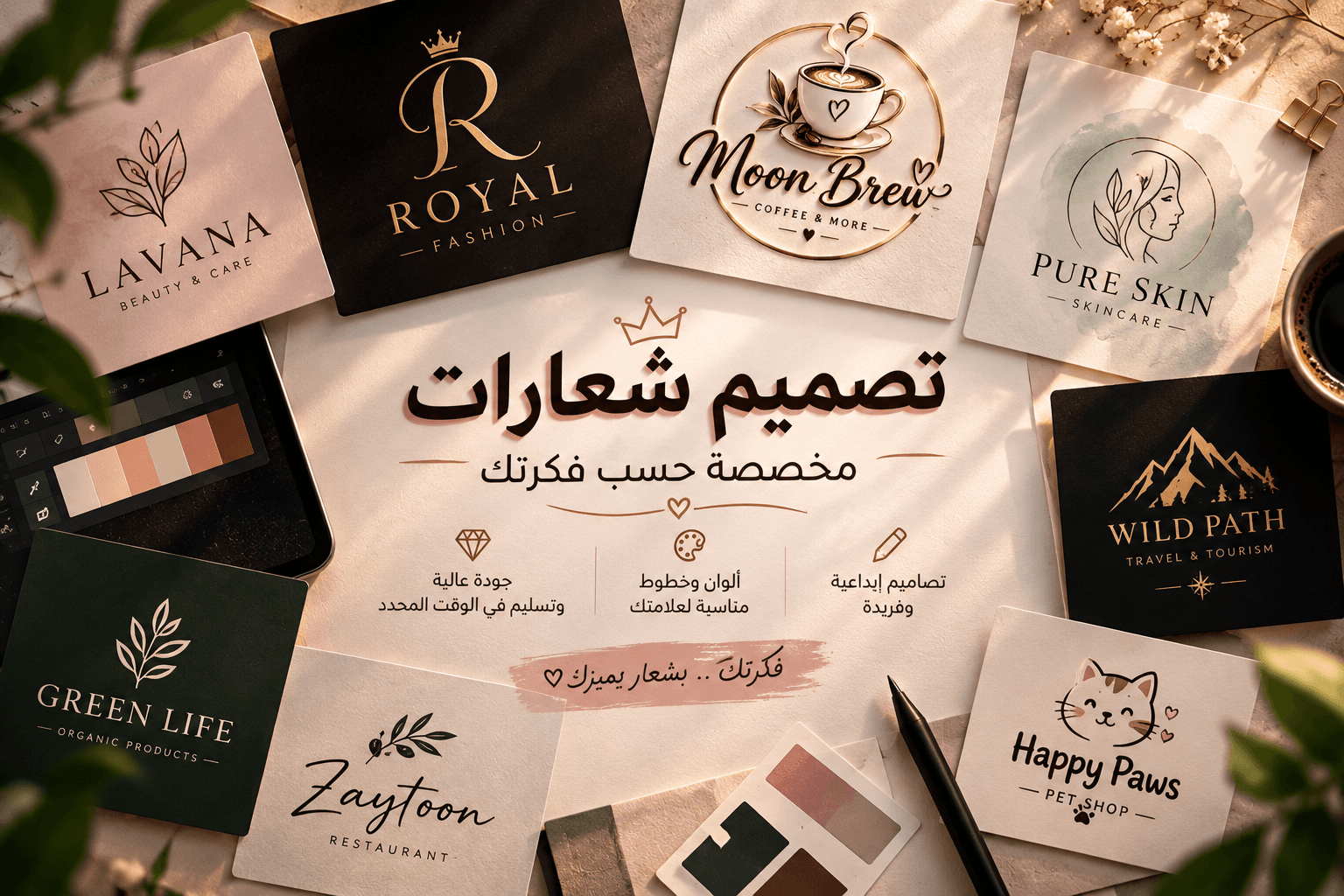 سأصمم لك شعارًا مميزًا وجذابًا حسب فكرتك