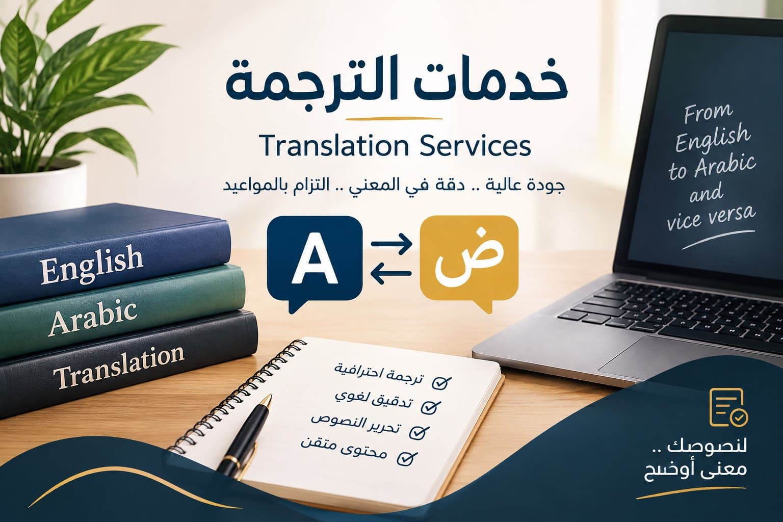 ترجمة احترافية من الإنجليزية إلى العربية والعكس مع تدقيق لغوي