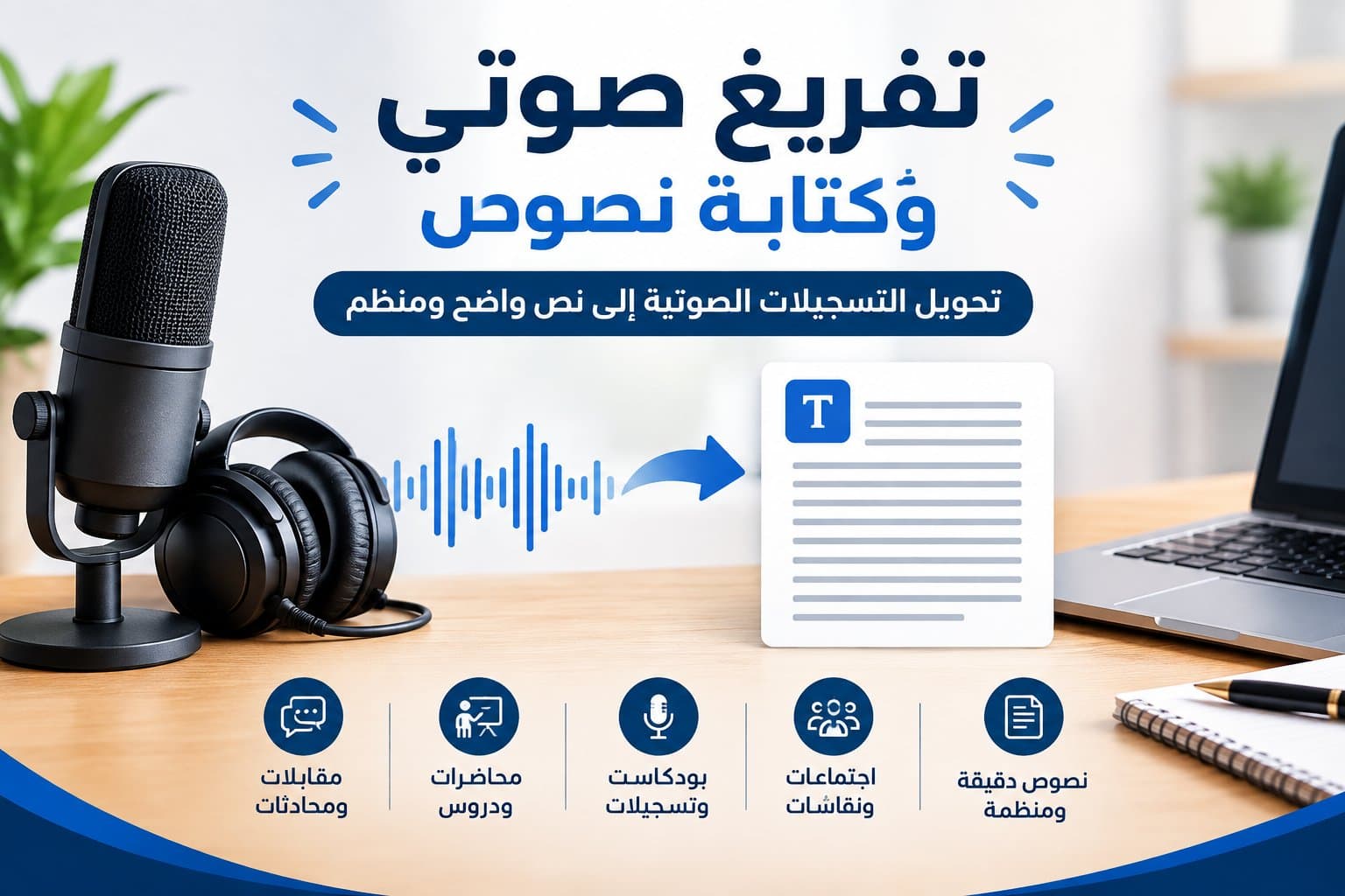تفريغ صوتي احترافي وتحويل التسجيلات إلى نص مكتوب