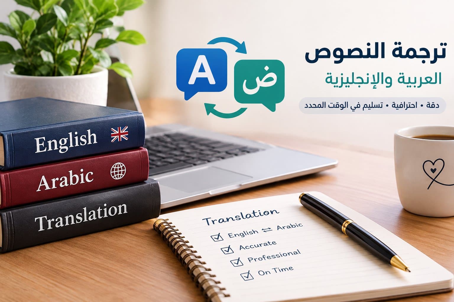 ترجمة النصوص العربية وتنسيق الملفات بدقة