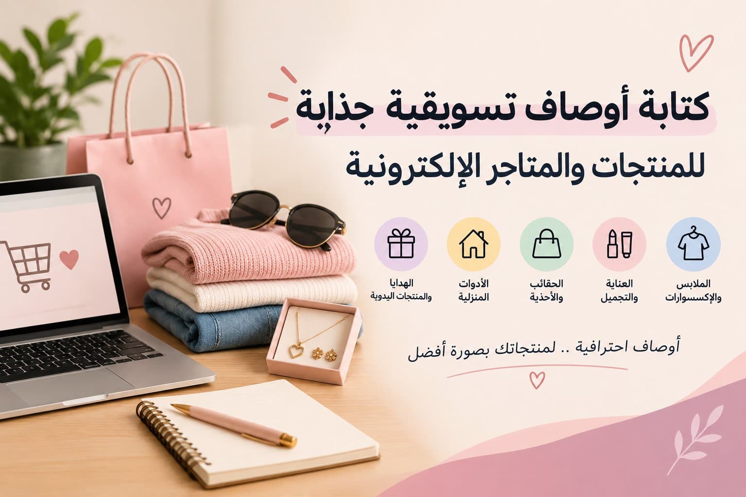 كتابة أوصاف تسويقية جذابة للمنتجات والمتاجر الإلكترونية