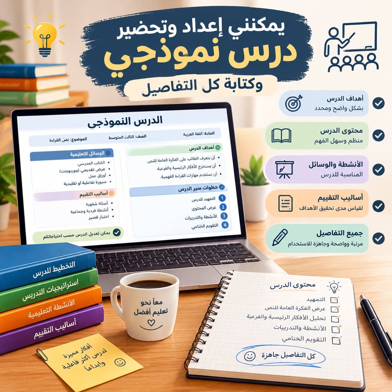 إعداد وتحضير الدروس النموذجية وكتابة الخطط التعليمية بالتفصيل