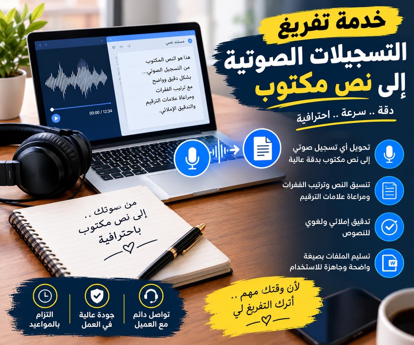 إدخال البيانات أو الكتابة والتفريغ الصوتي، حسب التصنيفات المتاحة.