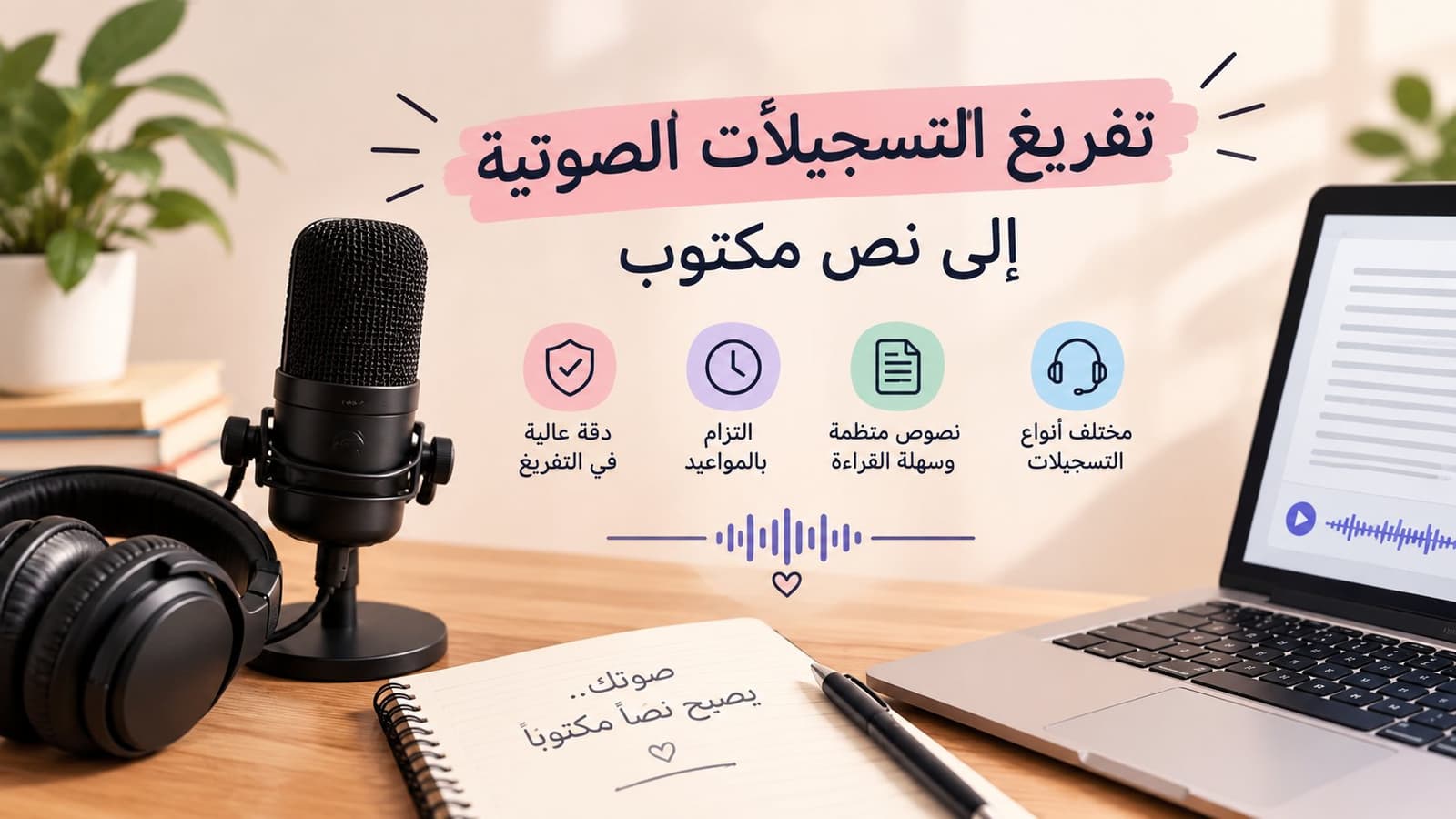 «تفريغ التسجيلات الصوتية العربية إلى نص مكتوب بدقة»