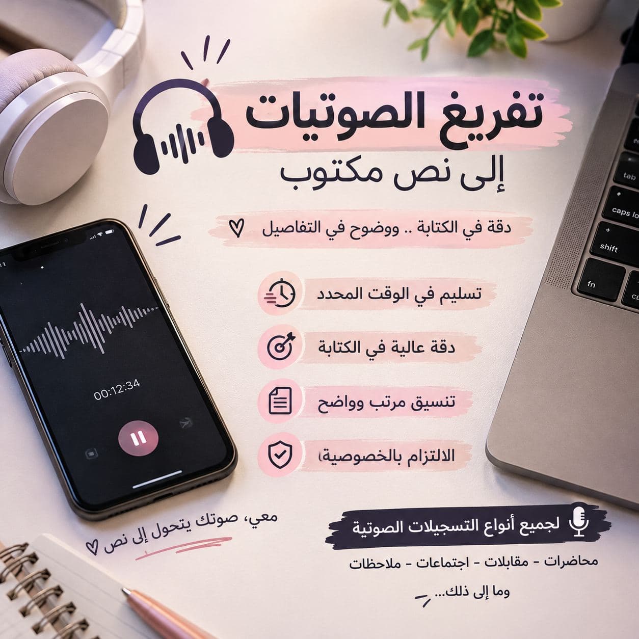 مفرّغة صوتية – تحويل التسجيلات الصوتية إلى نصوص مكتوبة