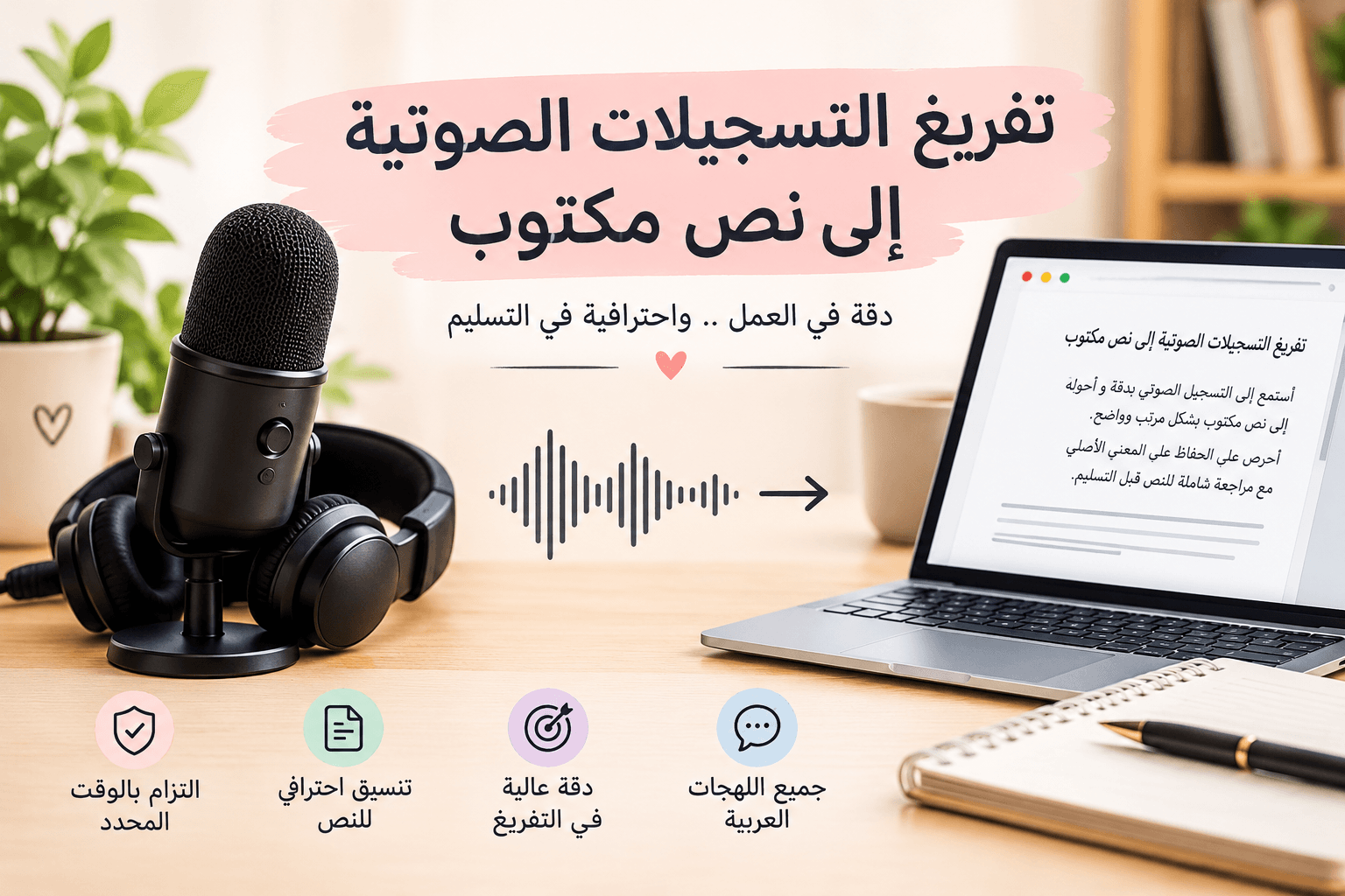 تفريغ التسجيلات الصوتية العربية إلى نص مكتوب ومنسق