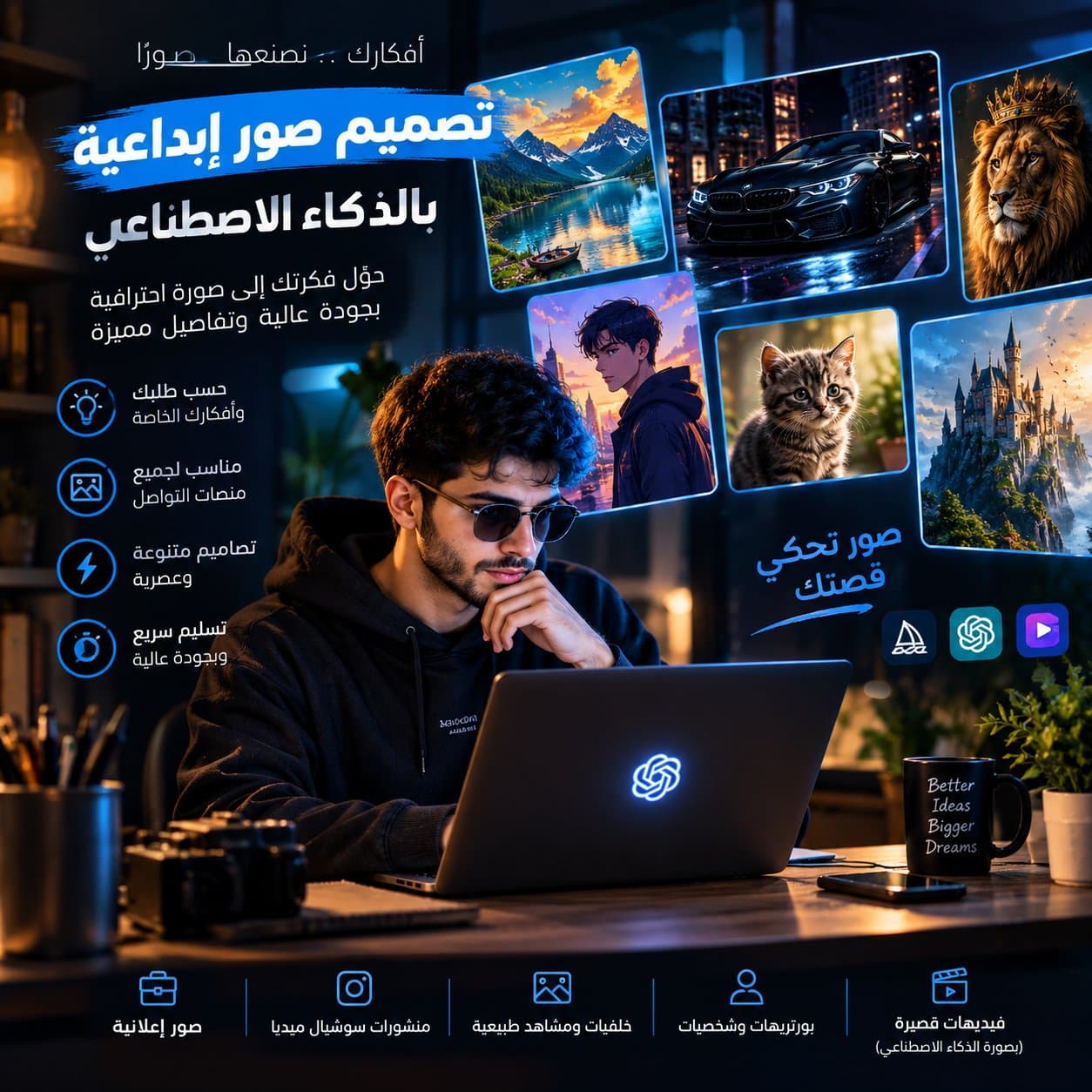 تصميم صور إبداعية بالذكاء الاصطناعي حسب طلبك