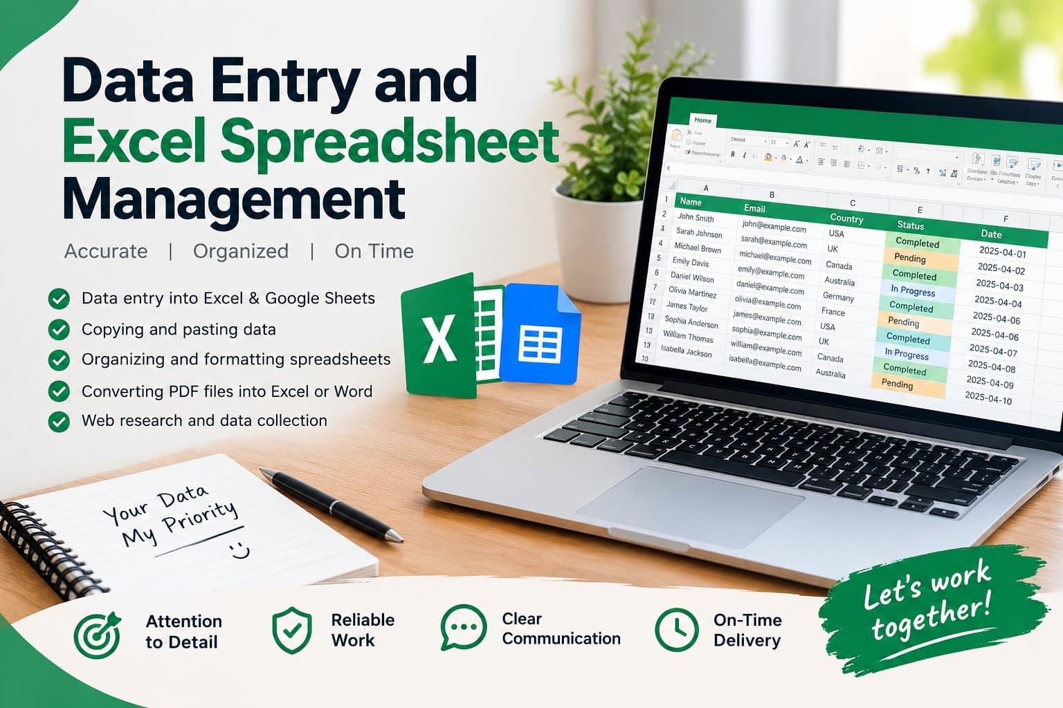 Data Entry and Excel Spreadsheet Management