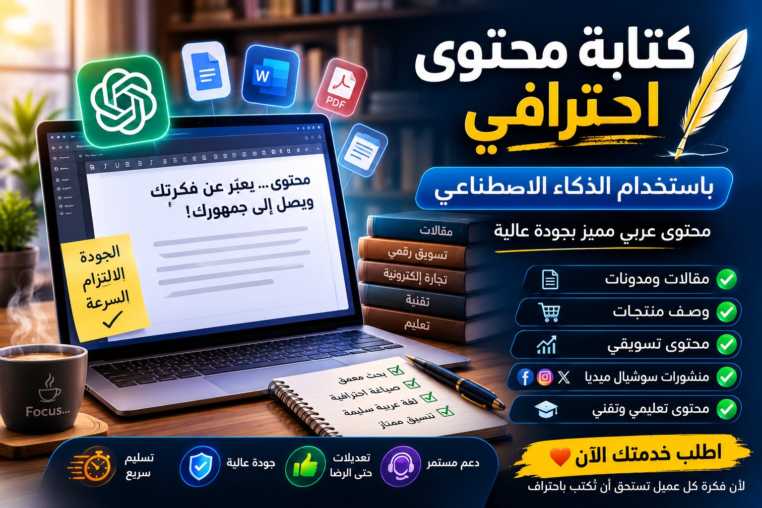 كتابة محتوى عربي احترافي حتى 500 كلمة