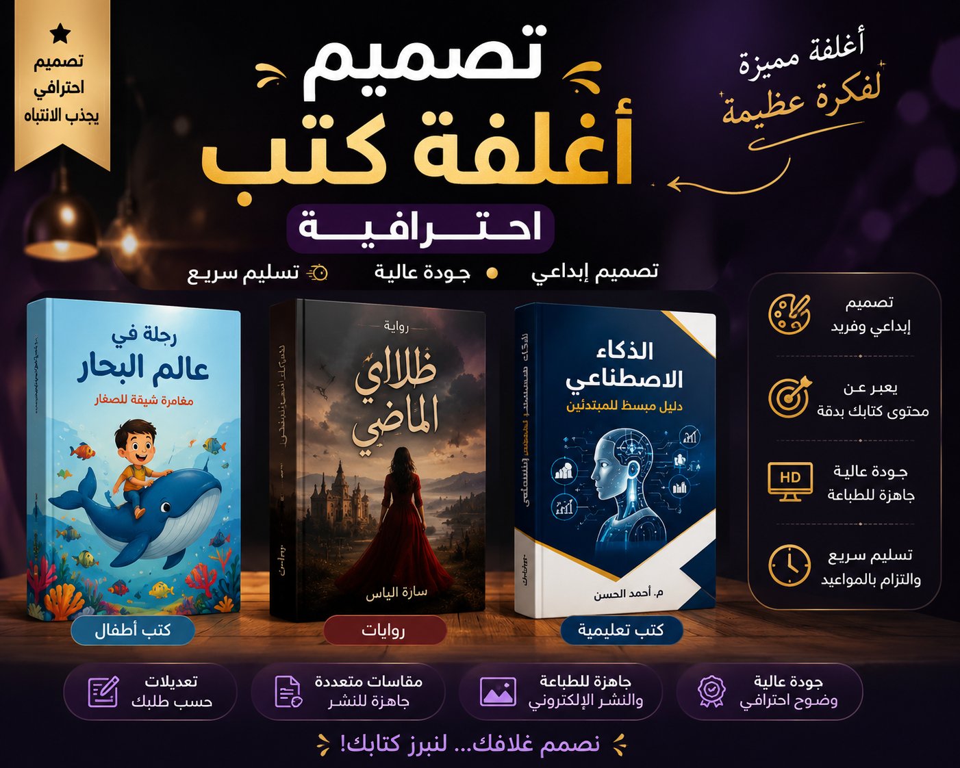 تصميم غلاف كتاب احترافي وجذاب بجودة عالية