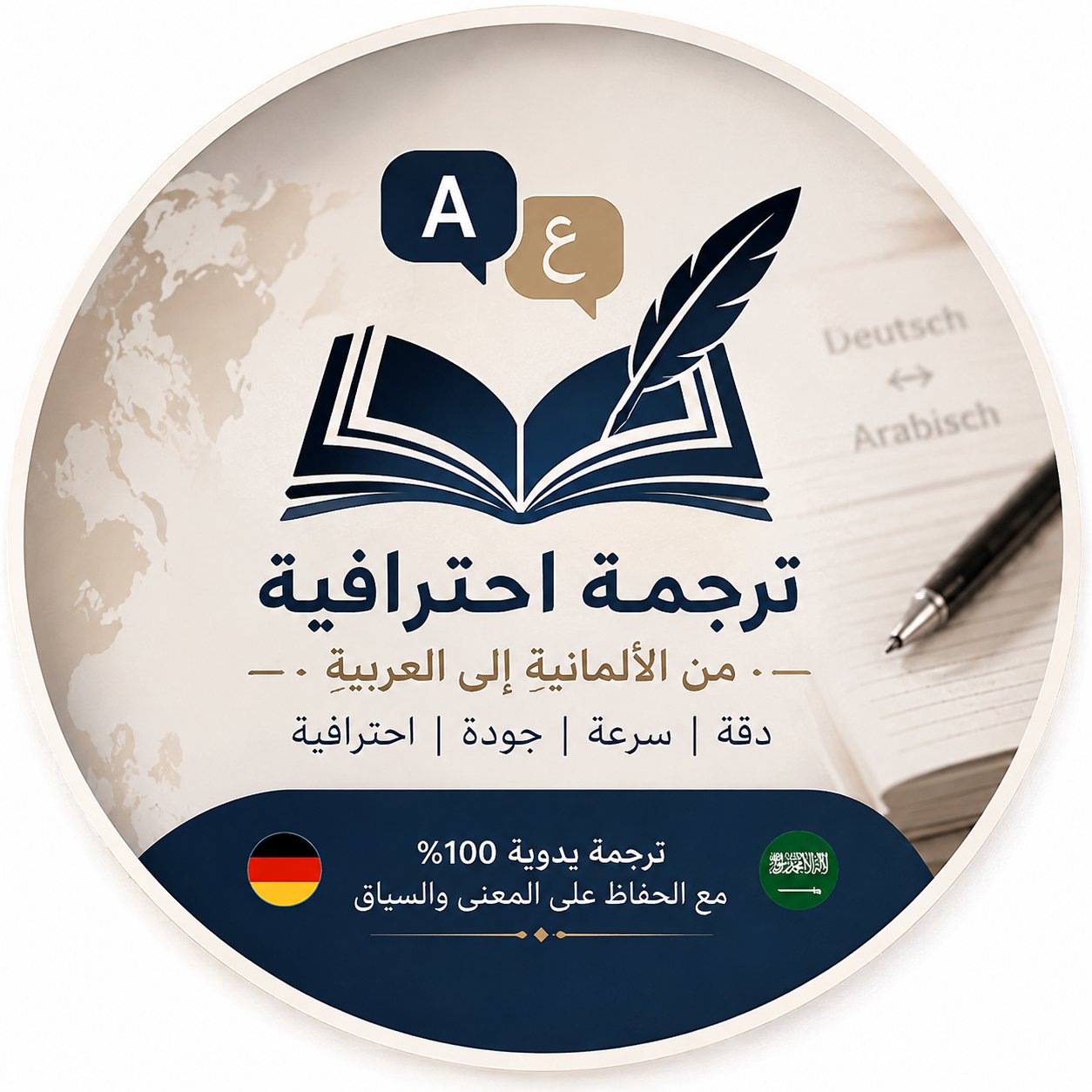 ترجمة من العربية للالمانية والعكس بدقة واحترافية