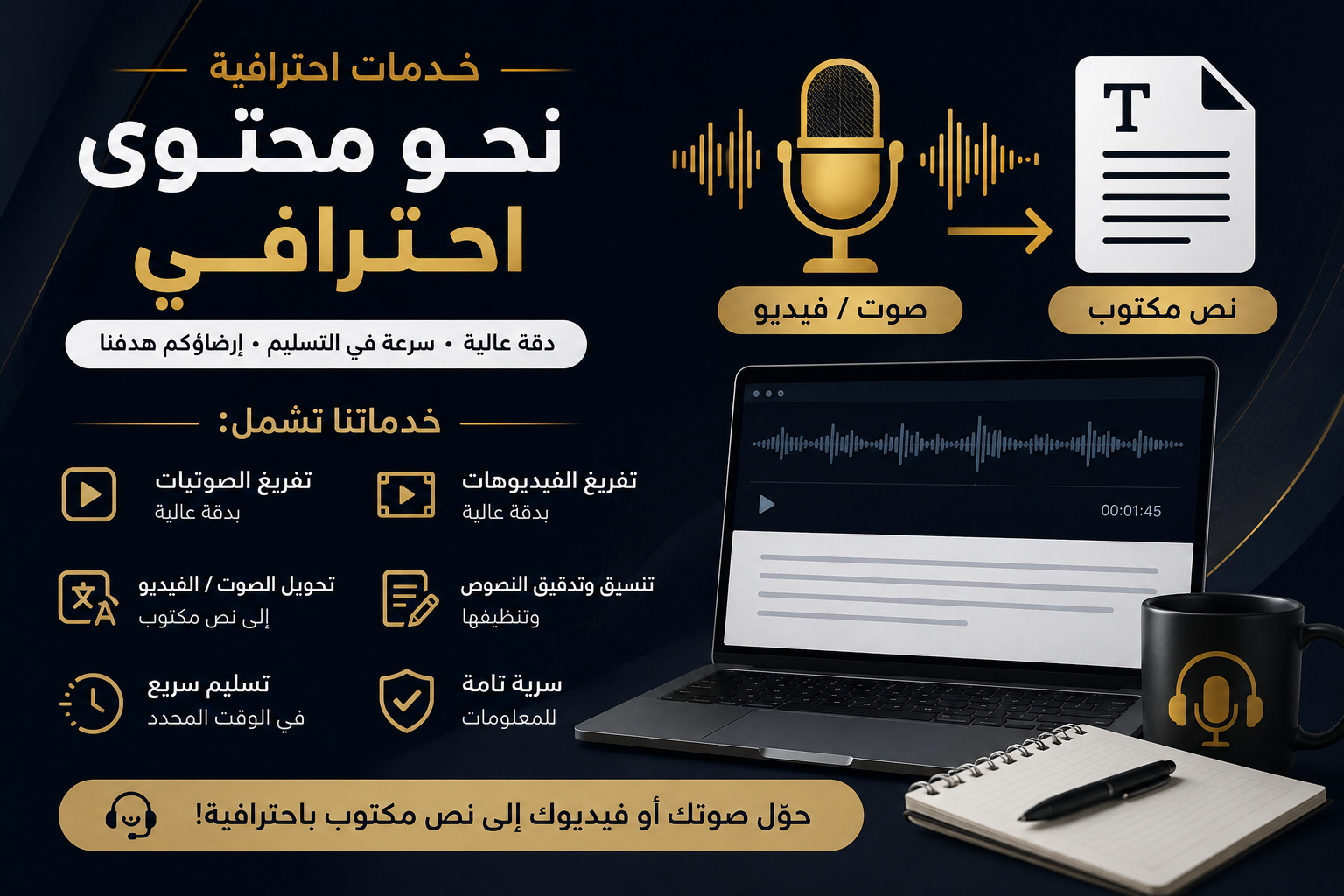 ابني لك الخدمة باحتراف/تصميم/تفريغ/ تحويل لنصوص