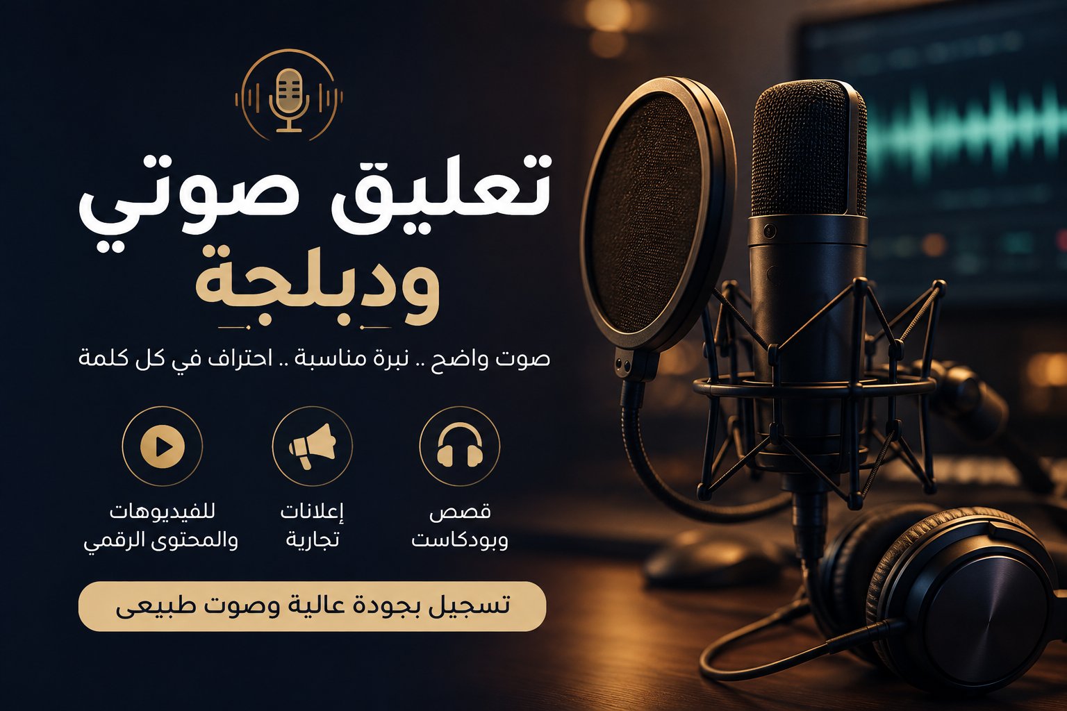 تعليق صوتي عربي واضح وطبيعي للنصوص والفيديوهات