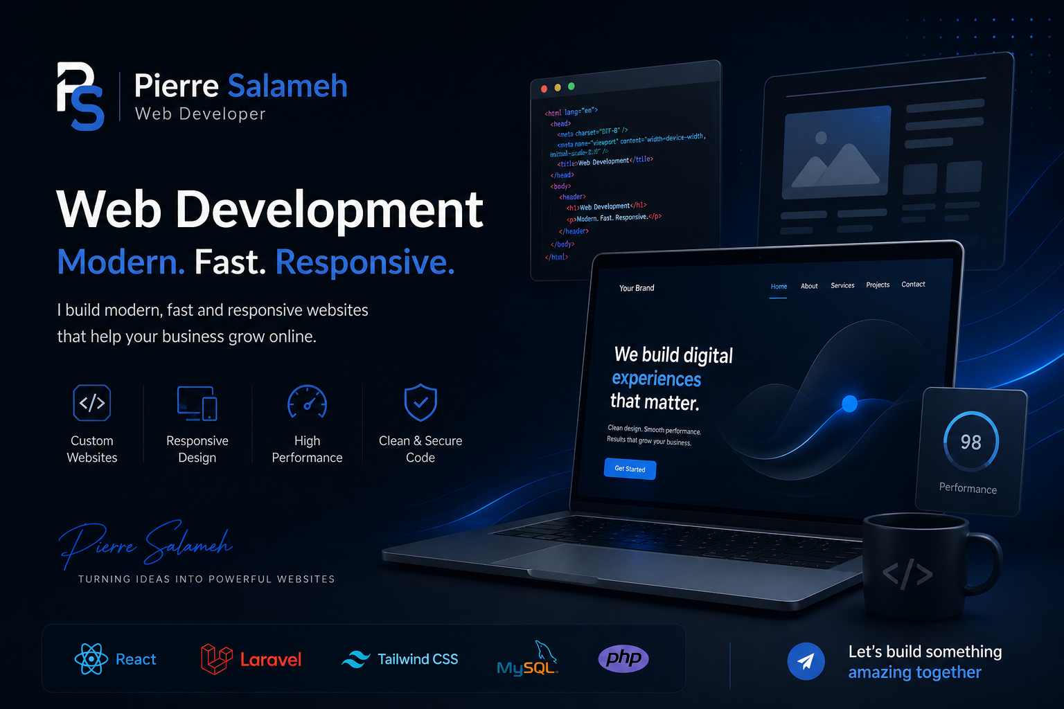 تطوير موقع ويب متكامل بواجهات أمامية وخلفية