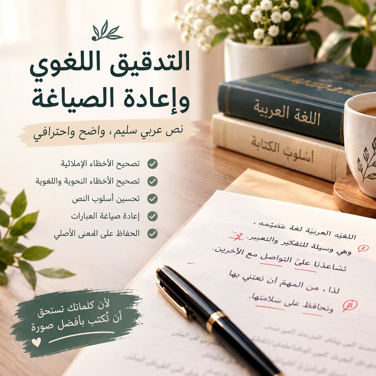 سأدقق نصك لغويًا و إملائيًا و أعيد صياغته بأسلوب احترافي