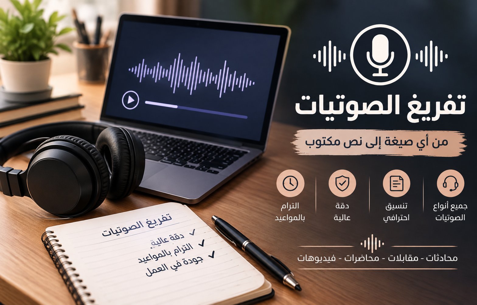 تفريغ الصوتيات العربية وتحويلها إلى نص منسق