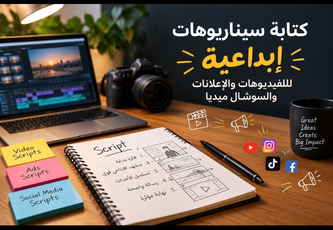 كتابة. سيناريوهات إبداعية للفيديوهات والإعلانات والسوشال ميديا
