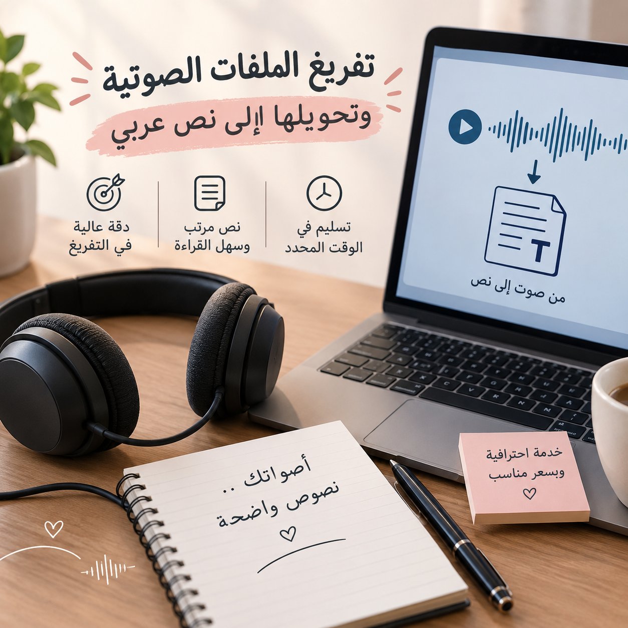 تفريغ الملفات الصوتية وتحويلها الى نص عربي او English