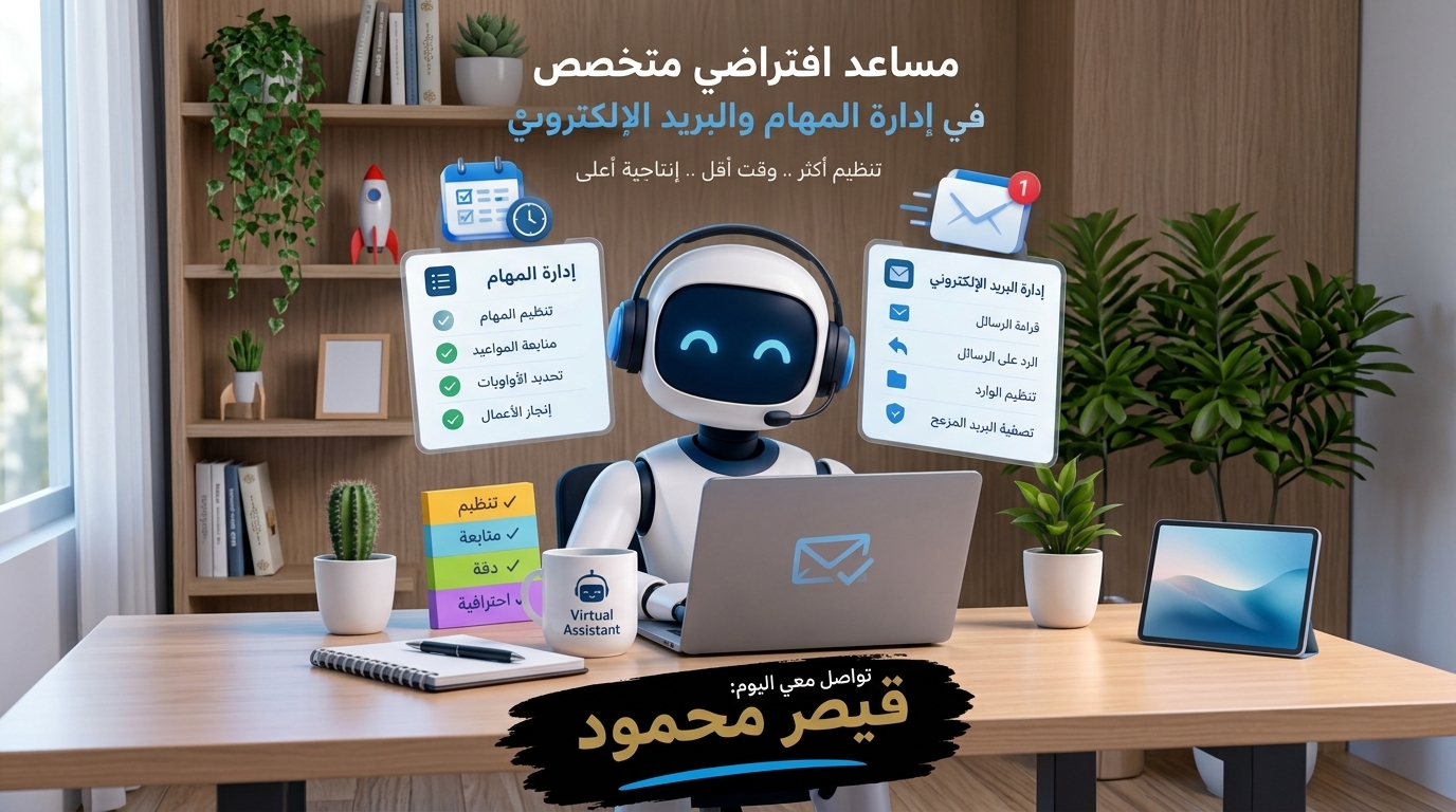 مساعد افتراضي متخصص في إدارة المهام والبريد الإلكتروني