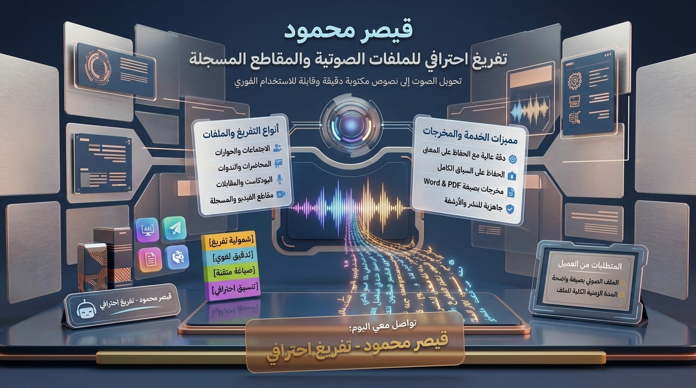 تفريغ صوتيات واجتماعات وحوارات إلى نصوص مكتوبة