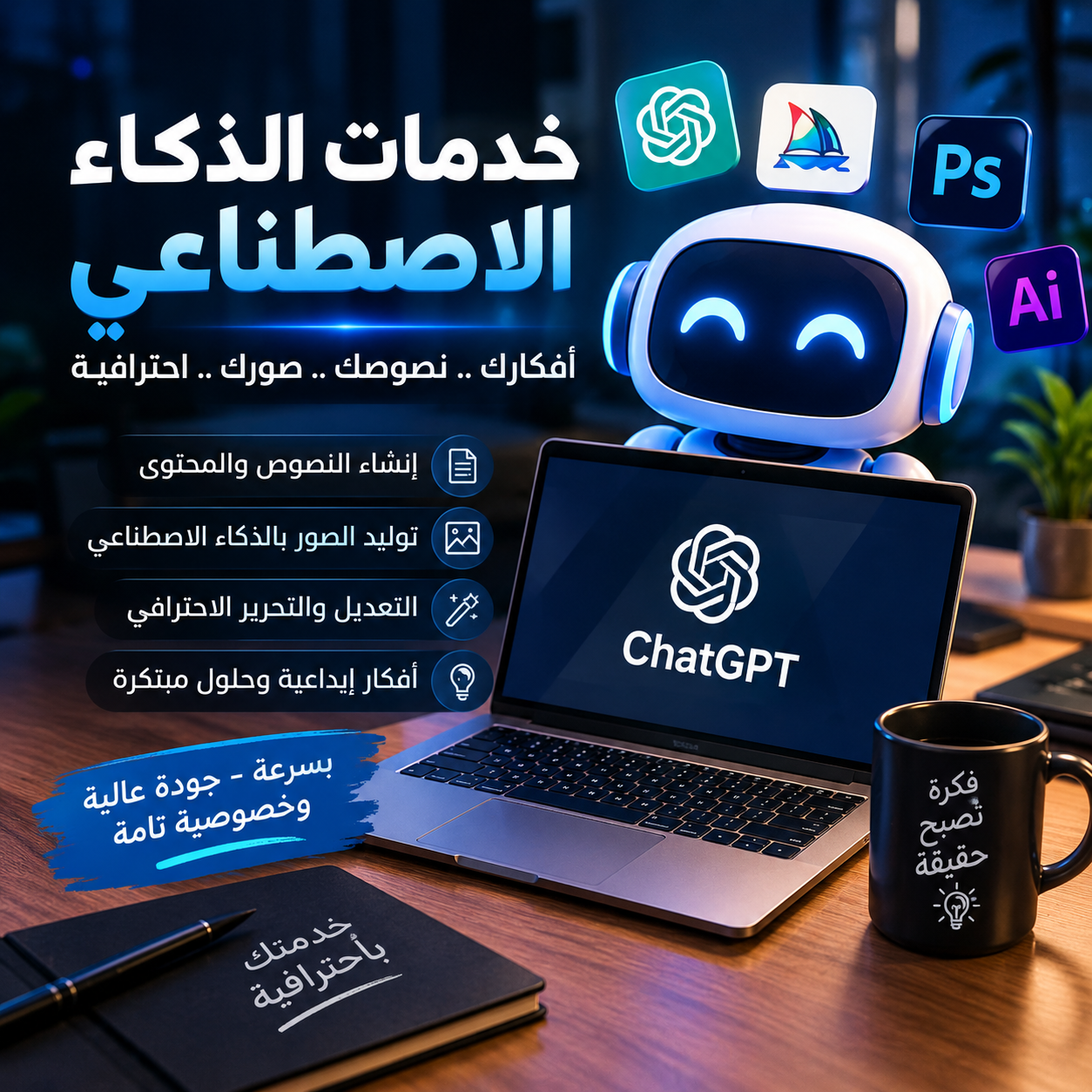 إنشاء محتوى عربي باستخدام الذكاء الاصطناعي
