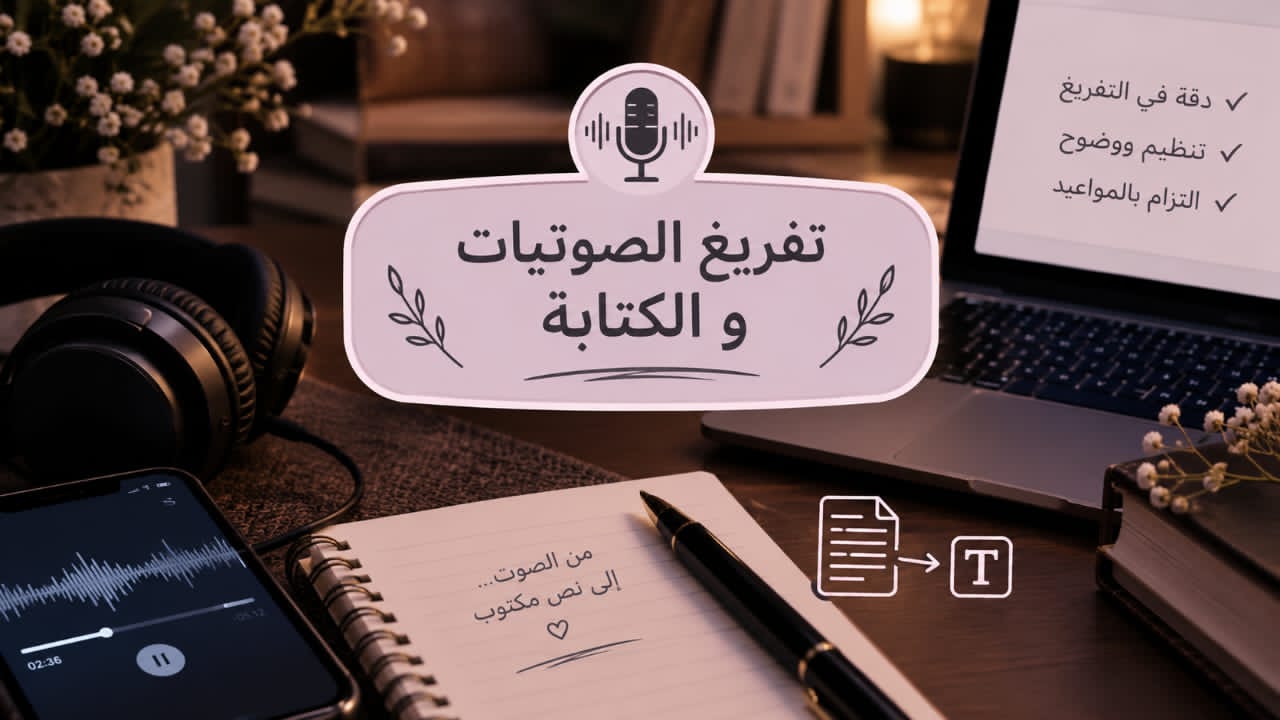 تفريغ الملفات الصوتية إلى نصوص مكتوبة باللغة العربية بدقة ووضوح
