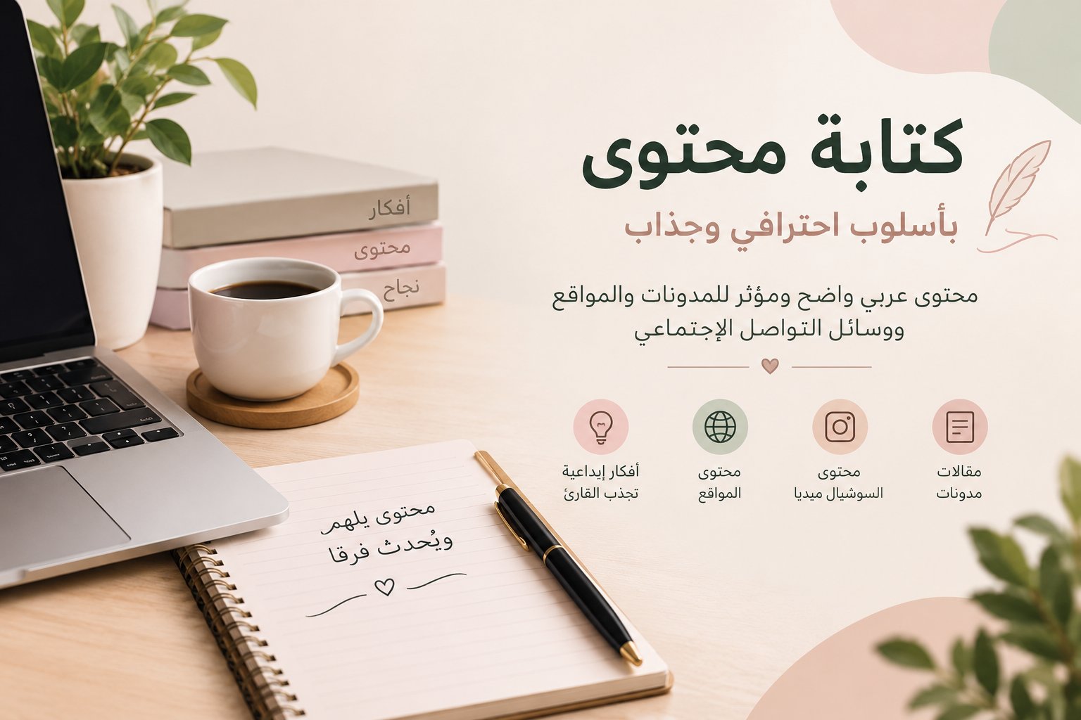كتابة محتوى عربي احترافي وجذاب للمواقع والمدونات ووسائل التواصل الاجتماعي