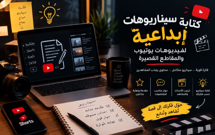 كتابة سيناريوهات إبداعية لفيديوهات يوتيوب والمقاطع القصيرة
