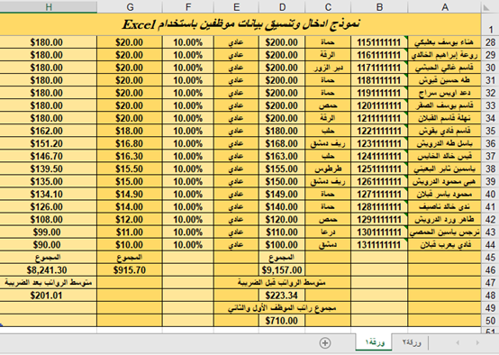 نموذج عمل لـ يوسف بكري الجمعات